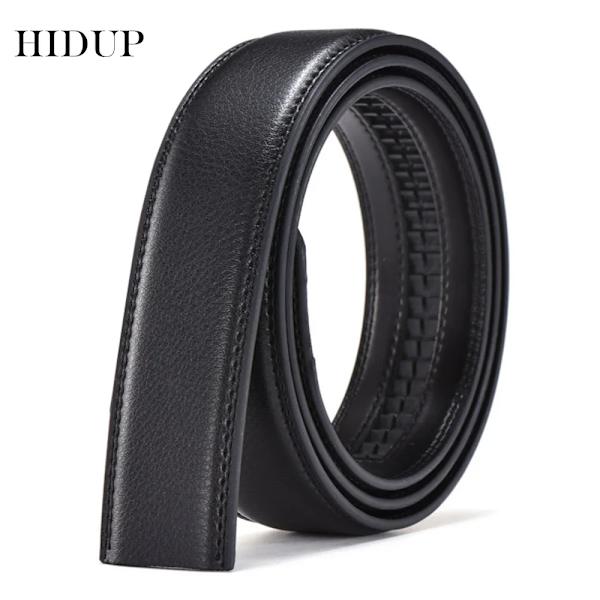 HIDUP Bra kvalitet äkta läder Automatisk modellbälte för män Endast blå färgrem utan spänne 3,5 cm bredd LUWJ17 Black 105cm 27to31 Inch