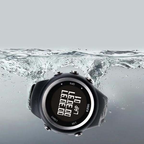 EZON GPS löparsportarmbandsur med tempo, hastighet, distans, gps-tidstjänst, professionell sportdatafunktion T031 Black