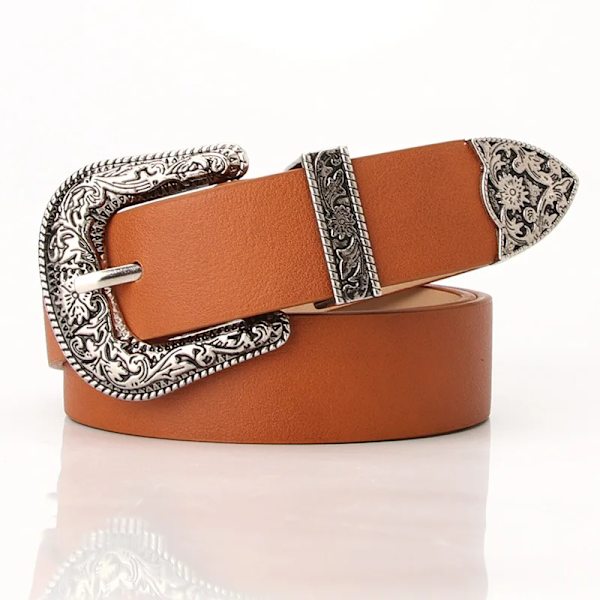 Ny Carve Pu Pin Spänne Bälte Dam Mode Svart Silver Spänne Tunna Bälten Dam Jeans Klänning Midjeband Brand Design 2022 Camel 105CM