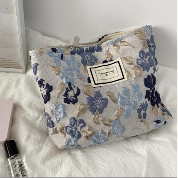 Stor Kvinnor Blommig Kosmetikväska Blommor Sminkväska Resesmink Case Organizer Kvinnlig Handväska Clutch Handväska Dragkedja L