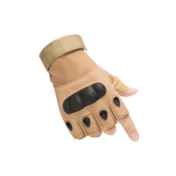 Army Militära taktiska handskar Paintball Airsoft Jakt Skytte Utomhusridning Fitness Fotvandring Fingerlösa/Helfingerhandskar Half Finger Khaki L