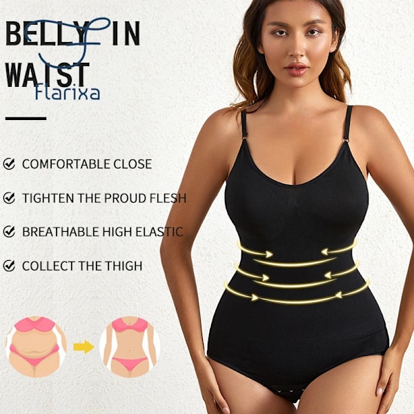 Flarixa Seamless Bodyshaper Kvinnor Body Öppen gren Shapewear Postpartum Magkontroll Shapewear Bantning Underkläder Jumpsuit Beige M