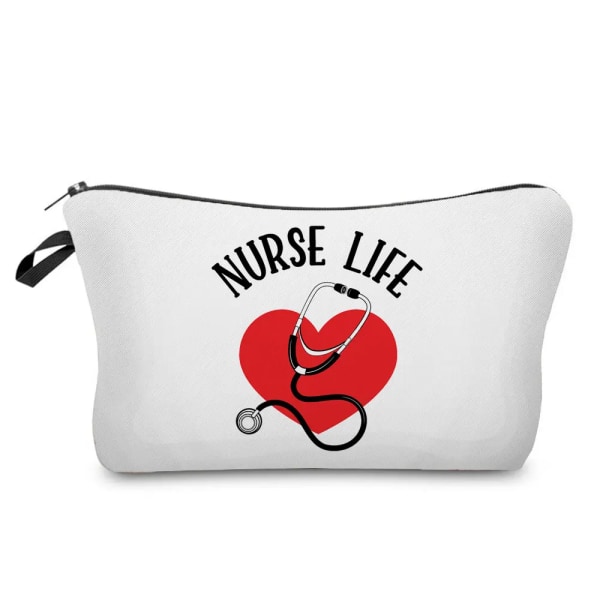 Flicka Case Sjuksköterska Kosmetisk väska Tecknad Print Kvinnors Resetoalettpaket Organizer Sjukhus Läkare Present Sminkväska hz6978 Nurse Bag