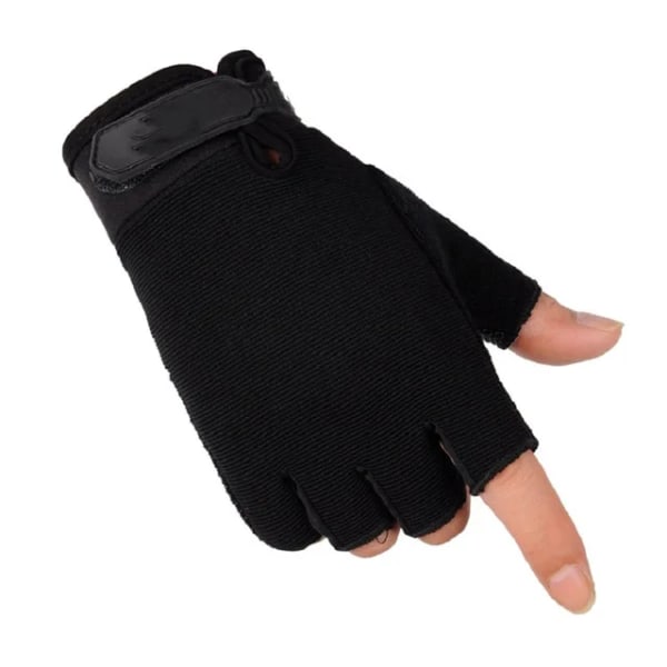 Fiskehandskar sommar andas utomhus ridhandskar Man Tactical Lady Lätt Cykel Halkfria handskar Full Finger Fingerless Fingerless-black M