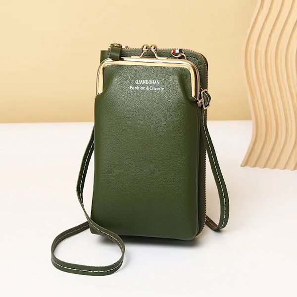 Kvinnor Telefon Crossbody Väska Pu Läder Mini Shoulder Messenger Bag Rese Bärbar myntväska Kortväska Väskor för flickor Plånböcker Green