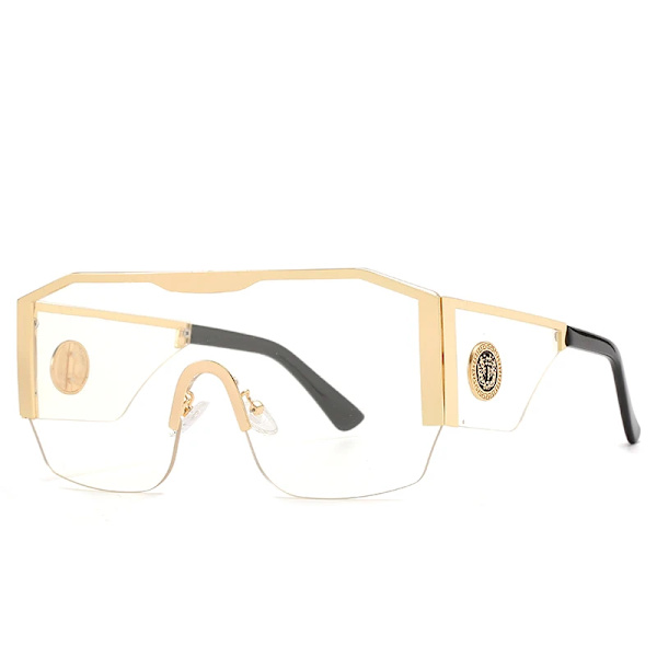 2022 New Retro Double Bridges Herr Solglasögon Mode Svarta Klara Glasögon Trending Hollow Leopard Blå Solglasögon Män Kvinnor Shad A02 Gold Clear Sunglasses