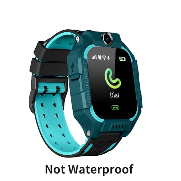 Barn Smart Watch Ny Sim-kort Smartwatch för barn SOS LBS Ring Telefon Kamera Röstchatt Foto Vattentät Pojkar Flickor Present Q19 Green not Waterproof French Version
