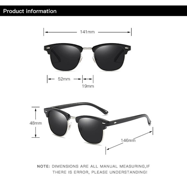RUOBO Klassiska polariserade solglasögon för män Kvinnor Märkesdesign Körspegel Yta Lins Solglasögon Goggle UV400 Gafas De Sol Black-Mercury Silver Frame