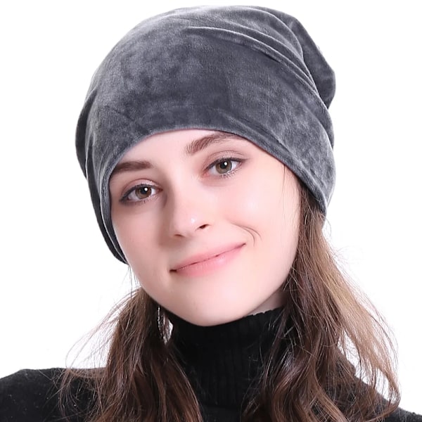 Geebro Damernas Velour Beanie Hatt Vinter Polyester Mjuk Varm Slouchy Beanie För Kvinnor Dam Velvet Balavaca Skullies Hattar Js277M Red