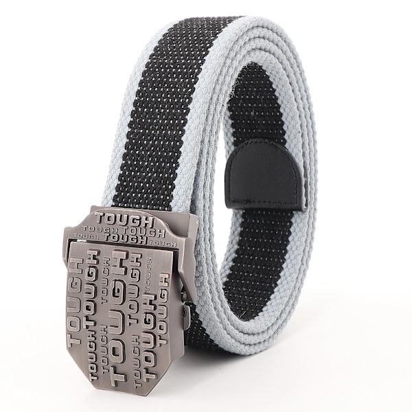 Herrbälten Canvas Herr Högkvalitativ tuff metallspänne Army Militärträning Taktiskt bälte Ny unisex Police Jeans Accessoarer Black grey edge 110cm