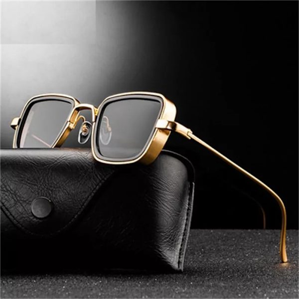 Steampunk-stil fyrkantiga solglasögon klassiska gotiska män kvinnor märkesdesigner fyrkantig legering båge Färgglada lins solglasögon SliverRed MULTI