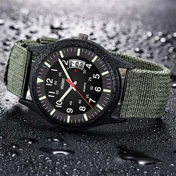 Mode Herr Nylon Klockor Lyx Herr Army Militär Quartz Watch Kalender Datum Armbandsur Relogio Masculino Coffee