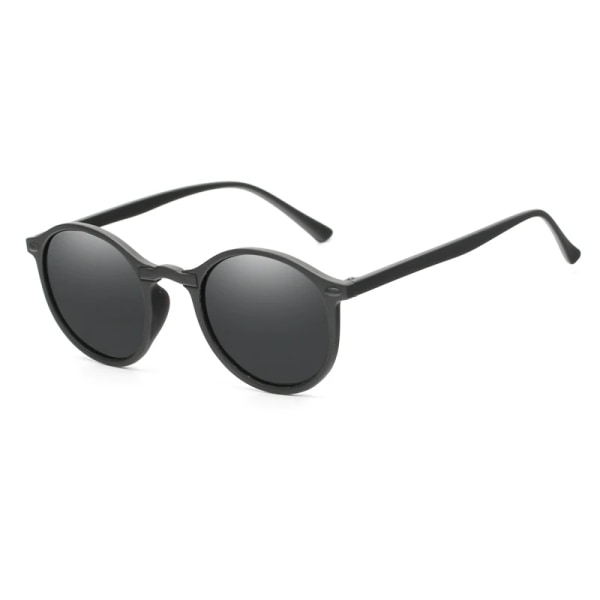 Polariserade runda solglasögon för män Dam Retro Vintage Uv400 Körning Steampunk Glasögon Man Små Solglasögon Gafas Ciclismo Black Grey
