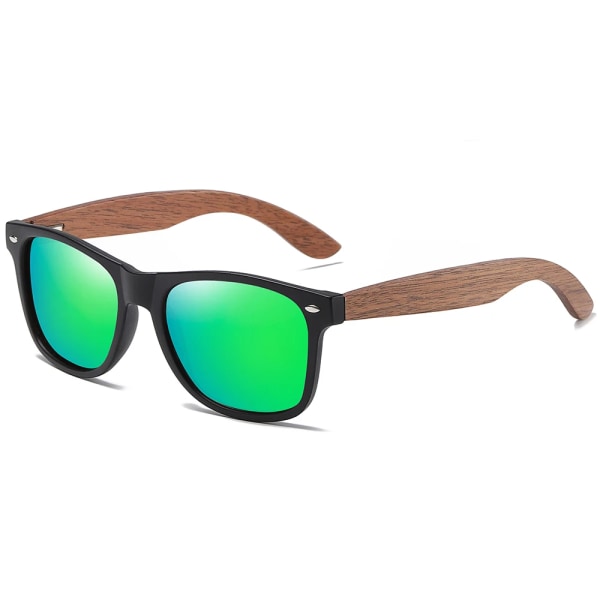 GM Märke Valnöt Trä Polariserad Solglasögon Herr Fyrkantig Båge Solglasögon Dam Solglasögon Man Oculos de sol Masculino S7061h Green Black