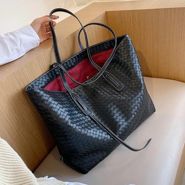 Vävda galler axelväska för kvinnor med stor kapacitet tygväskor Designer lyxig handväska för kvinnor Mode högkvalitativ underarmsväska White shoulder bag