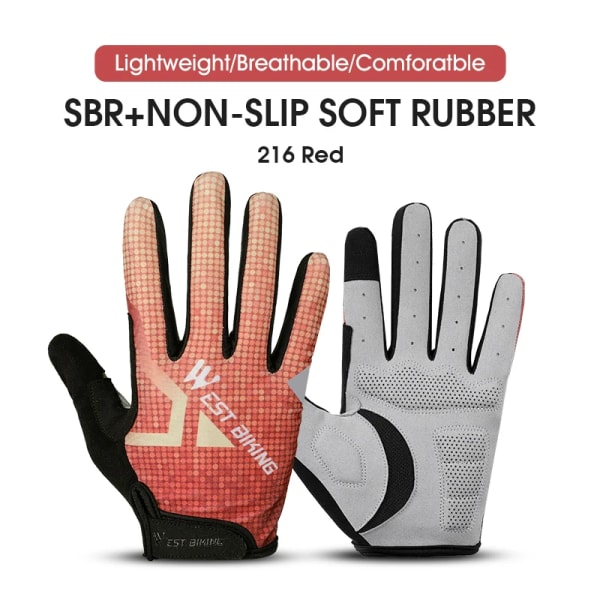 WEST BIKING Half Finger Cykelhandskar Utomhussport MTB Cykelhandskar Pad Andas Cykel Motorcykel Fiske Cykelhandskar 216 RED M