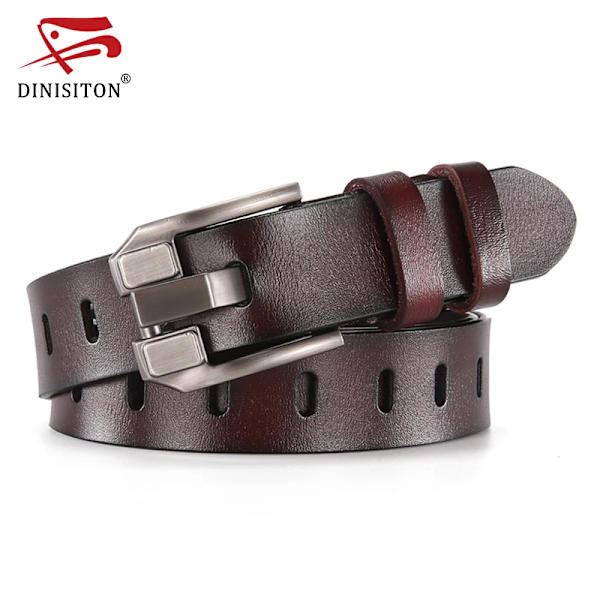 DINISITON Dambälte Äkta läderbälten Dam Lyxmärke Retro Band Mode Högkvalitativ Cowgirl Dambälte för jeans Red 100cm