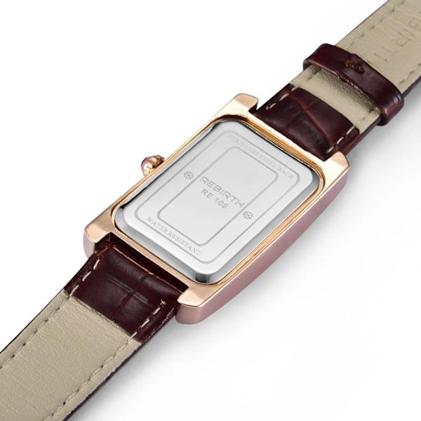 REBIRTH Brand Watch Dam Elegant Retro Klockor Mode Dam Quartz Klockor Klocka Dam Casual Läder Damarmbandsur Sliver Black
