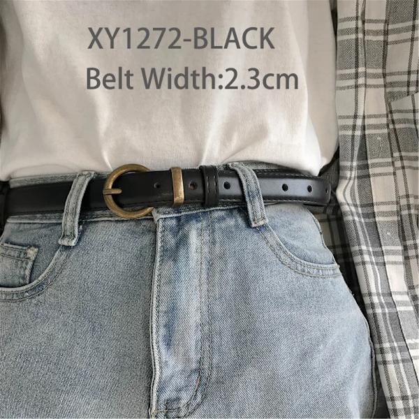 DINISITON Dambälte Äkta läder Damer Tunna Bälten Mode Lyxmärke Högkvalitativa kvinnliga jeans Vindjacka Midjeband XY1272-Black 115cm