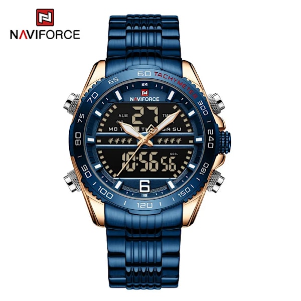 NAVIFORCE Top Brand Lyx Watch Herr Vattentät Quartz Digital Led Man Klocka Militär Sport Rostfritt stål Man Armbandsur 9163 NA919501 without box
