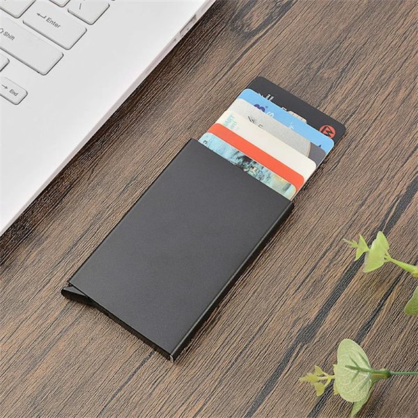Korthållare Case Business Blå Pure Tarjetero Korthållare Pop Up-plånbok För Kvinnor Män RFID Id- case Carteira Masculina Black
