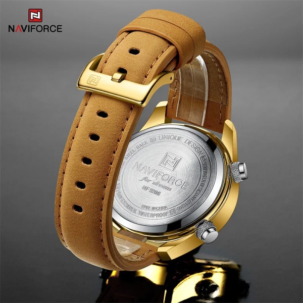 NAVIFORCE Lyxmärke Originalklockor För Herr Casual Kronograf Alarm Quartz Watch Läder Vattentät Klocka 9163 GGNGN BOX