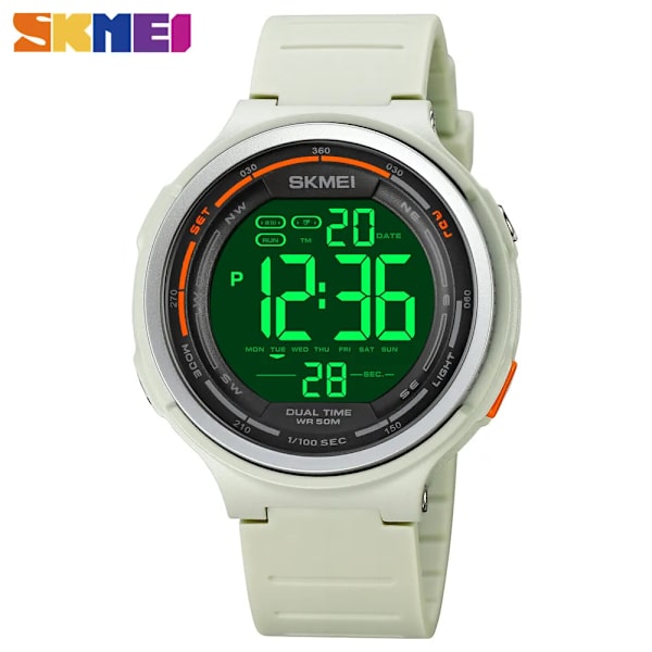 SKMEI Nytt LED-ljus Digital Herr Sportklockor Count Down 5Bar Vattentätt Armbandsur För Herr Man Klocka Watch hombre 1841 light grey