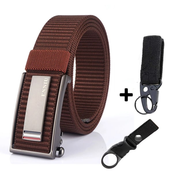 Nytt mode herrbälte Toppkvalitet Bekväma nylon för män Metall Automatiskt spänne Ung Canvas Taktisk designerbälte Coffee Belt B Match 120cm Adjustable