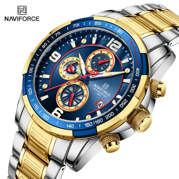 NAVIFORCE Ny watch för män Toppmärke Quartz Chronograph Urtavla i watch stål 3Bar Vattentät Sport Watch SBE-BOX