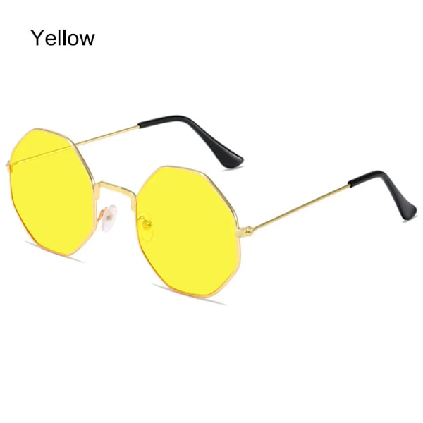 Polygon Solglasögon Metall Solglasögon Liten ram Fyrkantiga solglasögon för män Kvinnor UV-skyddsskydd Glasögon Modeaccessoar A-Gold Yellow