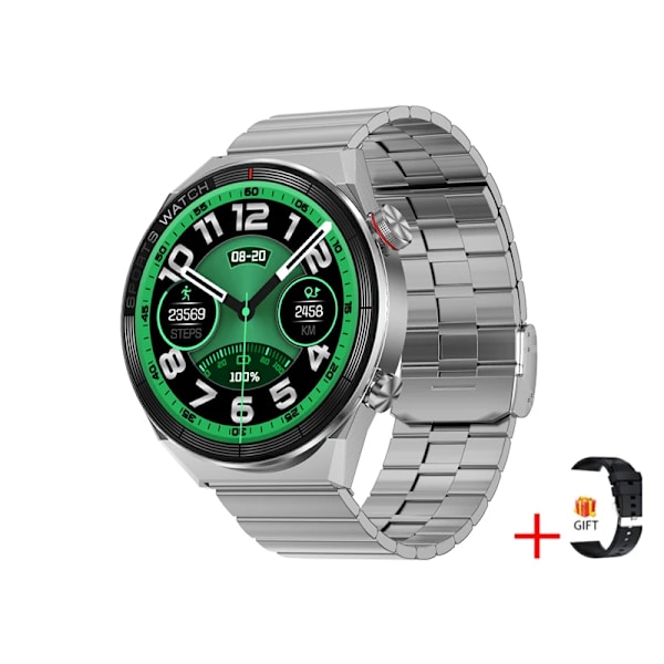 Ny Smart Watch Herr GPS Track Lokal musikspelare 454*454 AMOLED-skärm Bluetooth Call Sports Man Smartwatch För Huawei silver steel