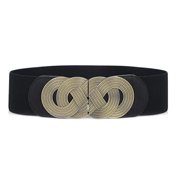 Kvinnors brett bälte Kvinnlig Designer Mode Elastiskt band Klänning Jacka Lyxigt Bälte Tillbehör för kvinnor Brett bälte x218 Black 60cm