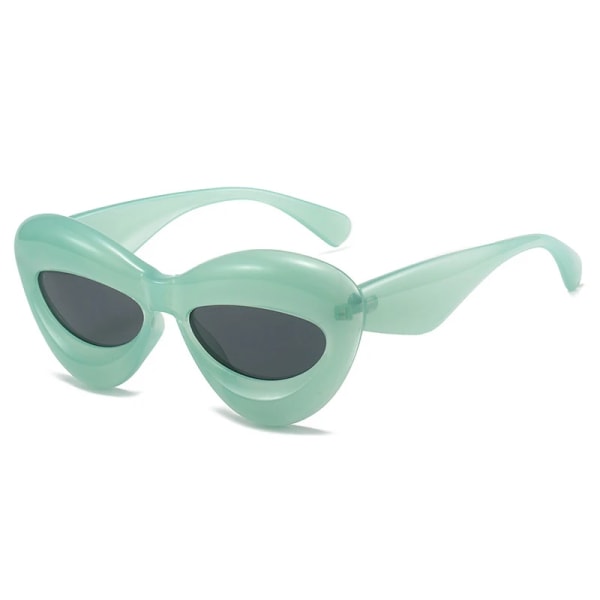 SO&EI Retro Cat Eye Candy Färg Solglasögon Dammodemärke Designer Ovala linsskydd UV400 Män Gul Rosa Solglasögon Green grey As the picture