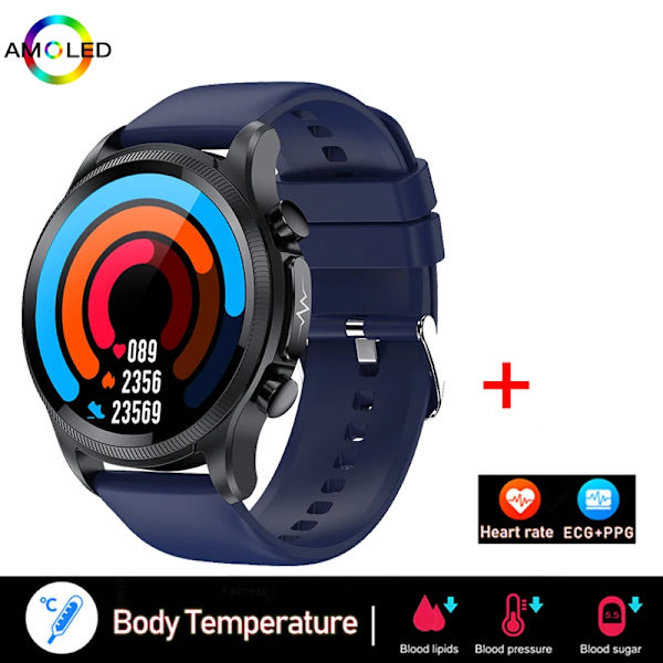 Ny EKG+PPG Smart Watch Män Laserbehandling av hypertoni Hyperglykemi Hyperlipidemi Puls Hälsosam Sport Smartwatch blue