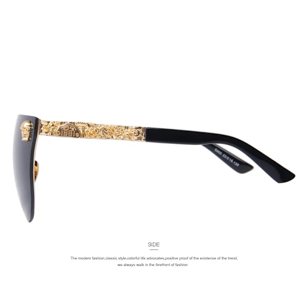 MERRYS Mode Dam Gothic Glasögon Skalle Ram Metall Tempel Oculos de sol UV400 C05 Silver