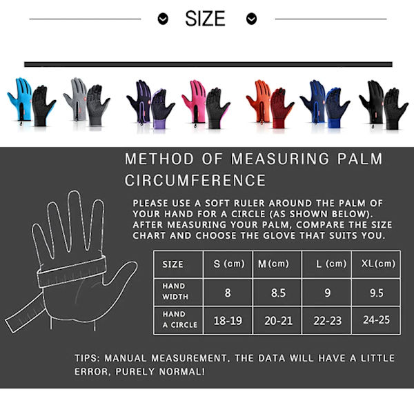 Vinterhandskar Vattentät thermal pekskärm thermal vindtät varma män handskar kallt väder Löpning Sport Fotvandring Skidhandskar Deep blue XL