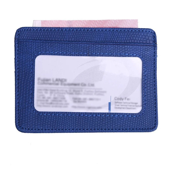 Liten Mini Travel Lizard Mönster Läder Bank Business ID- case För män Kvinnor Med ID-fönster 2020 Ny Dark Blue
