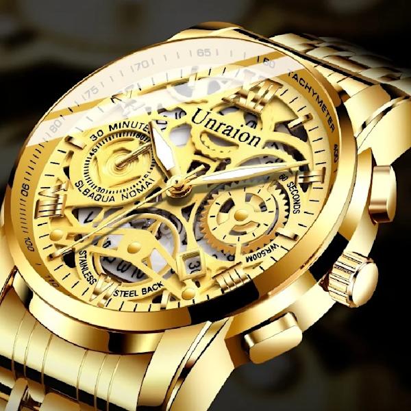 Armbandsur för man Reloj Hombre manlig klocka Lyx herrkalenderklockor Big Dial rostfritt stål Vattentät lysande mankvarts E