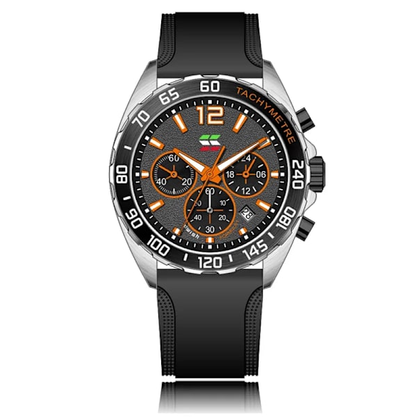 Mode Chronograph Herrklockor Toppmärke Lyx Silikonband Sport Armbandsur Business Quartz Klocka Vattentät Montre Homme Black-Orange