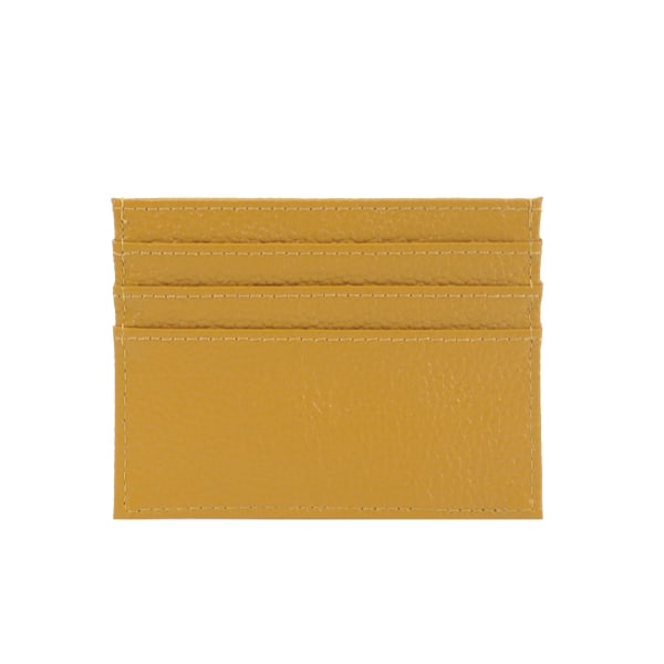 Gratis anpassad läderkorthållare 100 % koläder kreditkortshållare Smal plånbok Herr Kvinnor Plånbok med 6 kortplatser 0695 yellow