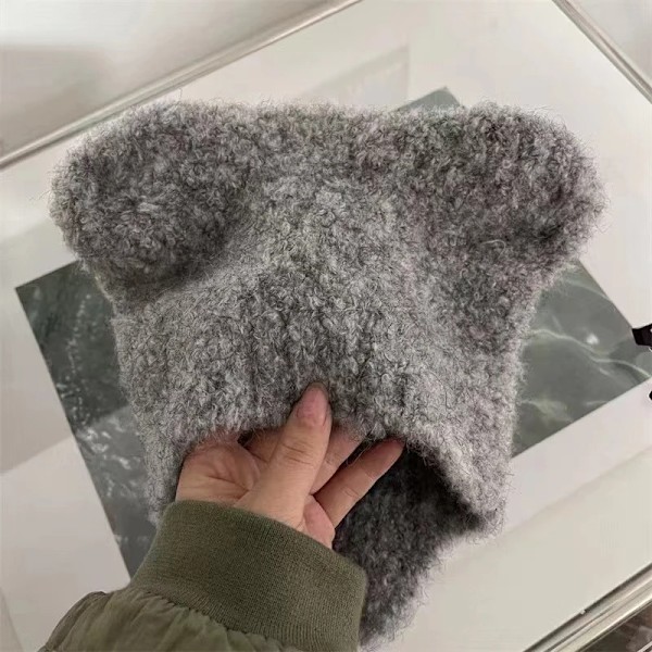 Nya Öron Höst Vinter Beanies Söta Säkerhetsbjörnar Hatt För Kvinnor Varm Tjock Lamb Fleece Resehätt Pullover Utomhus Dammössa Red Adult average size