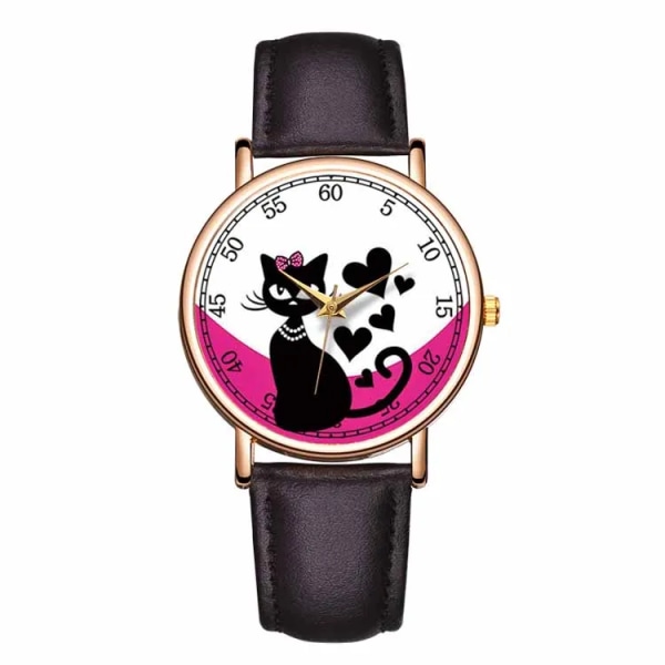 2022 Ny Kvinnor Watch Söt Print Dail Läderklockor Toppmärke Mode Casual Armbandsur Reloj Mujer Montre Femme 717 dark brown