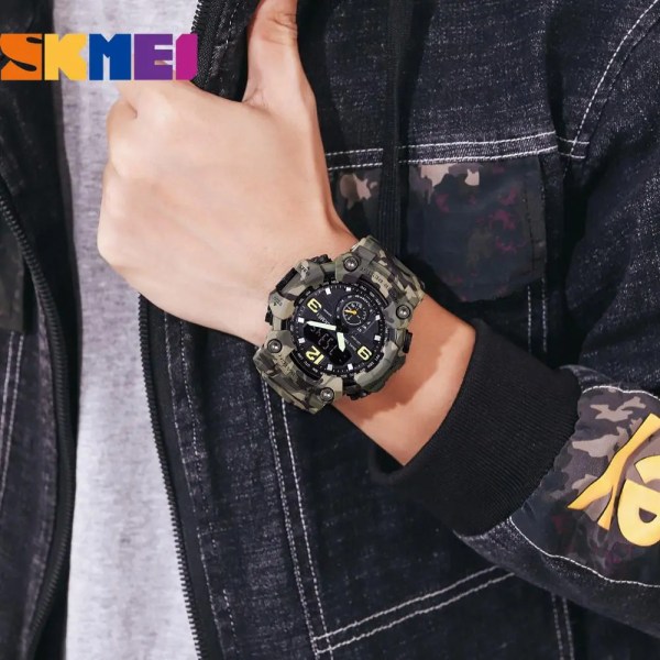 SKMEI 1637 Outdoor Military Men Watch Camouflage PU Vattentät Armbandsur Casual Sport Style Digital Klocka 1019 montre homme Armygreen-Camouflage