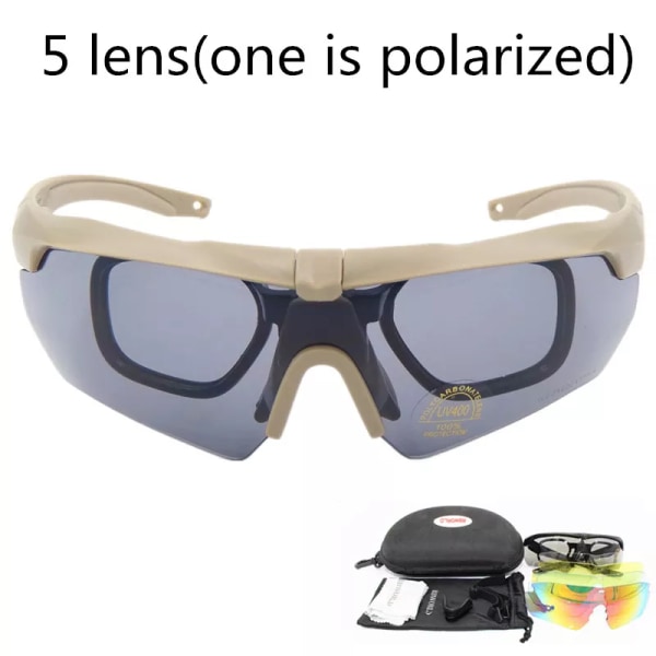 Polariserade högkvalitativa solglasögon TR90 militära glasögon, 5-lins skottsäkra army taktiska glasögon, skytteglasögon 4aa