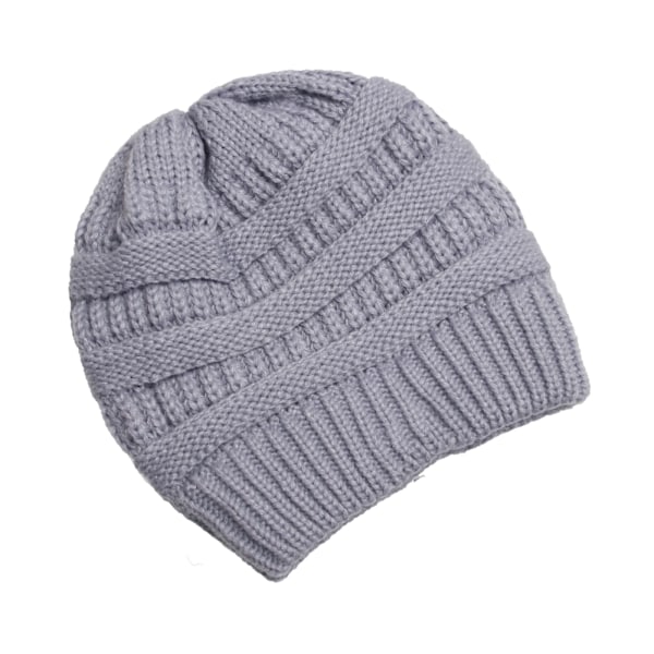 25 Färgade Enfärgade Beanies Kvinnor Stickade Beanie Hatt Mode Höst Vinter Varma Hattar SkulliesCap För Kvinnor Light Gray