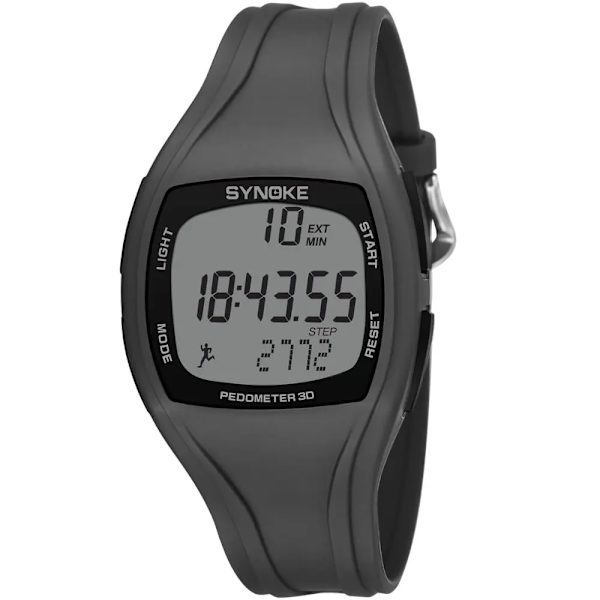 SYNOKE Watch för män Klocka Elektronikklockor Alarm LED Vattentät 3D stegräknare Digital watch Herr relogio masculino Gray