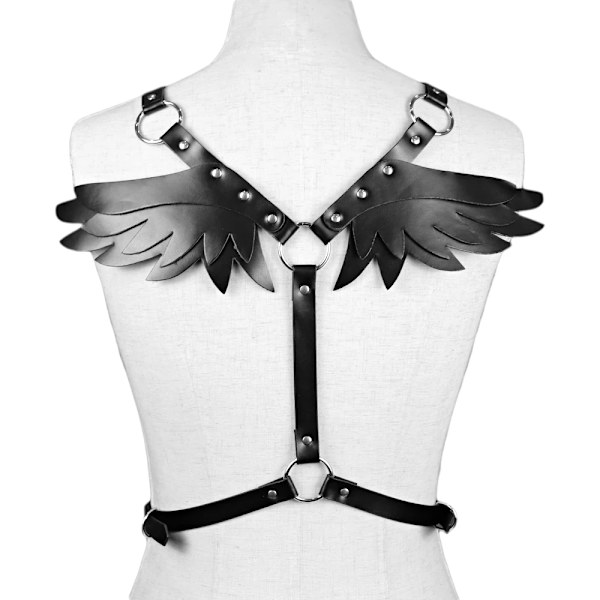 GAMPORL Kvinnor Kropp Bondage Sexig BH-sele Läder Svart Spänne Volanger Split Led Brett bälte Midjeband Strumpeband Bältesremmar Bdsm LB-262-BLACK