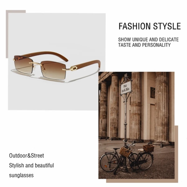 CATERSIDE New Punk Rimless Rectangle Solglasögon Herr 2021 Mode Vintage Trendig Small Ram Solglasögon Ramlösa Glasögon UV400 D04 Gold Blue As Photos Showing