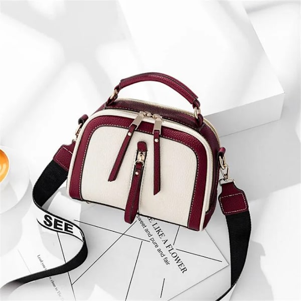 PU-läder liten handväska för kvinnor flicka mode tofs messenger väskor med boll Kvinnliga axelväskor Dam Party Crossby-väska b-white red 22x12x17cm