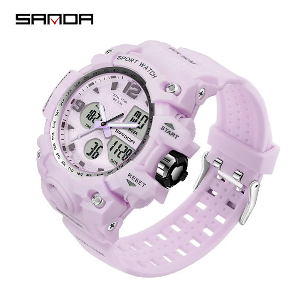 SANDA Herr Militärklockor Vit watch LED Digital 50M vattentät watch Manklocka Relogio Masculino 942 Ms purple